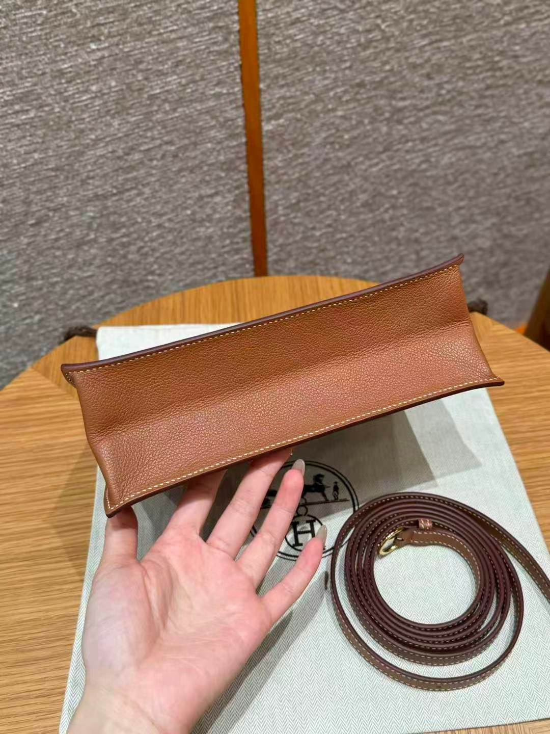 Handmade leather-wrapped Kelly dancer bag, made of imported Evercolor leather, with gold/silver hardware, versatile shoulder bag - 图片 5