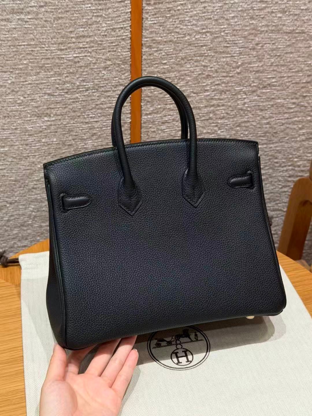 Birkin Togo leather Black color gold hardware 25CM/ 9.84in fully handmade - 图片 3