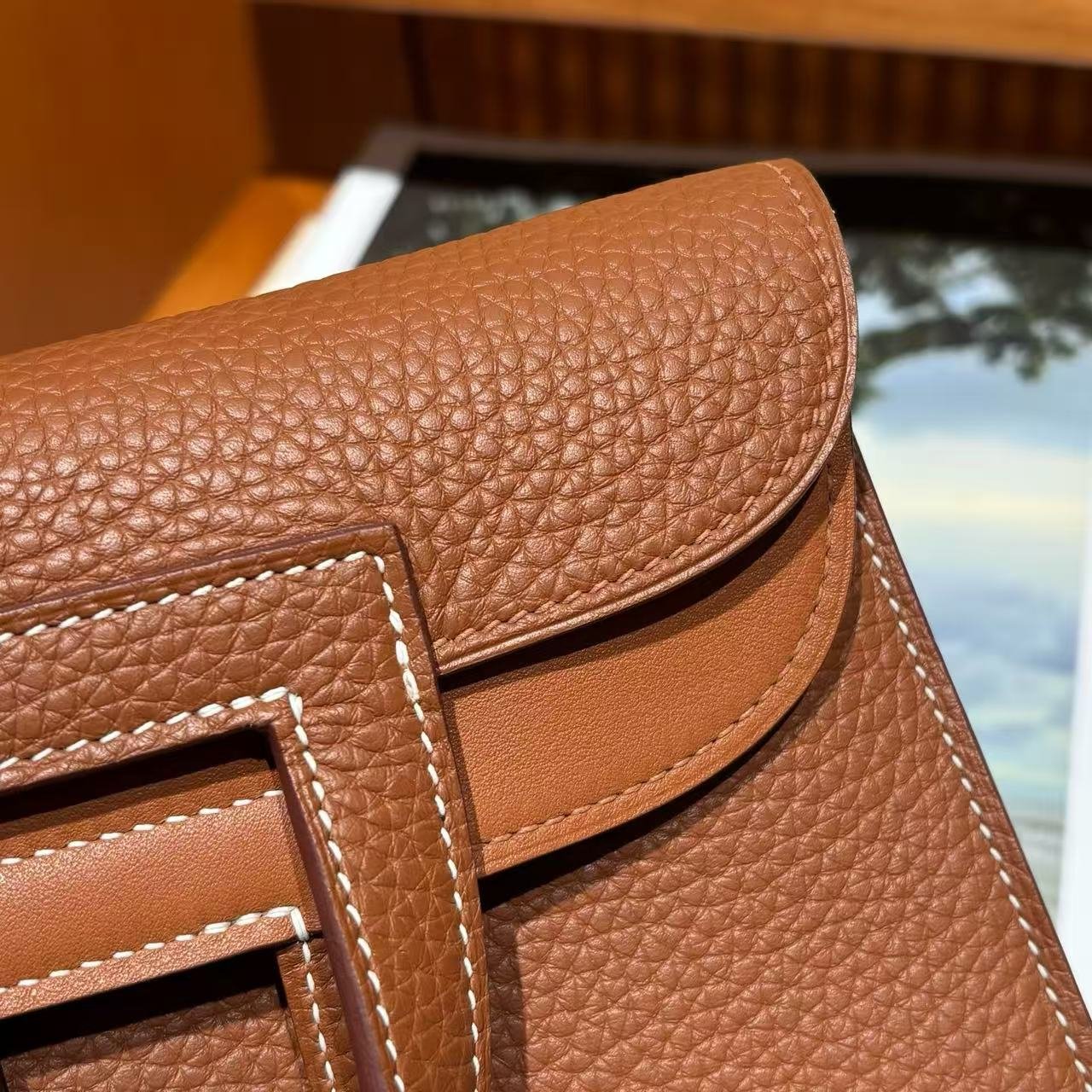 Hand‑Stitched Wax Thread Halzan 25 Bag, Imported TC Leather Ladies Shoulder & Top‑Handle Bag with Detachable Strap - 图片 8