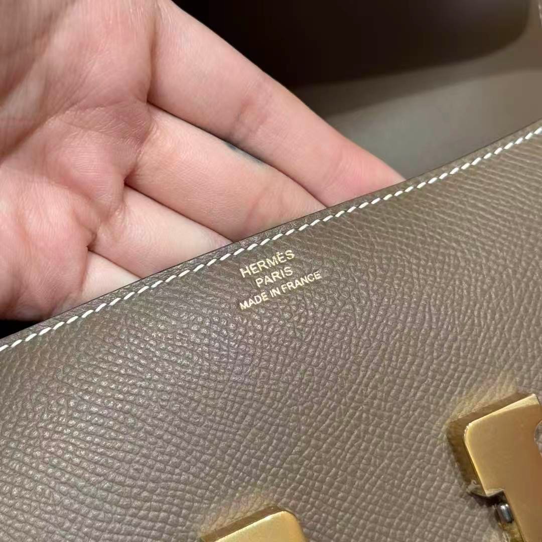 Hand-sewn waxed thread Constance Alan 24cm bag, French imported Epsum leather shoulder bag, women's style, fully custom-made by hand - 图片 5