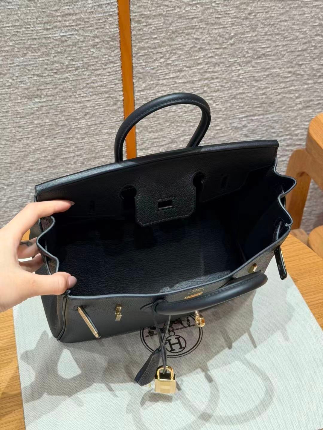 Birkin Togo leather Black color gold hardware 25CM/ 9.84in fully handmade - 图片 6