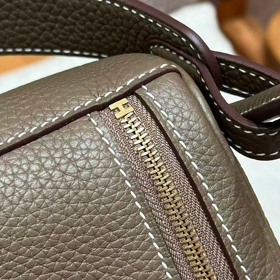 Elephant Grey Lindy 26 Togo Leather Crossbody Bag Gold Hardware Soft Shoulder Handbag - 图片 8
