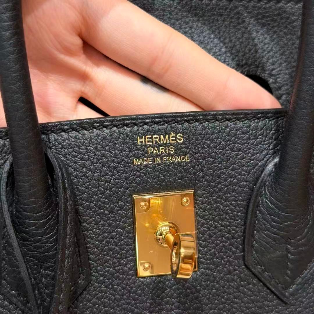 Birkin Togo leather Black color gold hardware 25CM/ 9.84in fully handmade - 图片 7