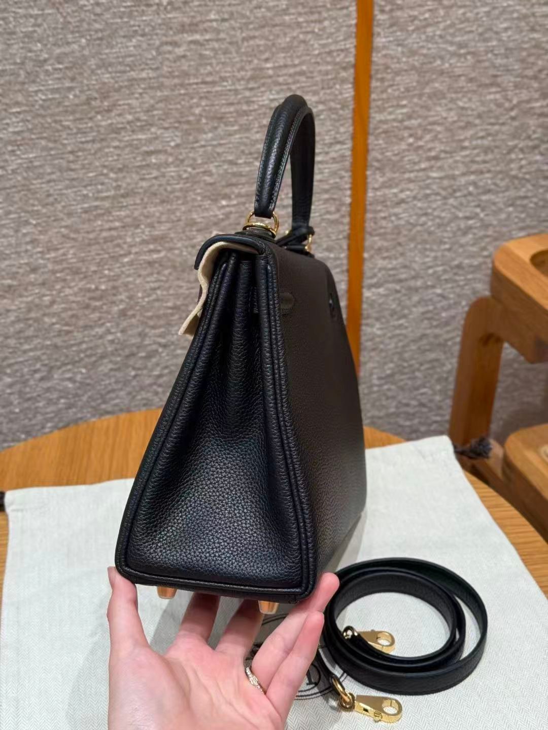 Hand‑Stitched Wax‑Thread Kelly 25 Bag, Imported togo From France, Versatile Shoulder Handbag - 图片 4