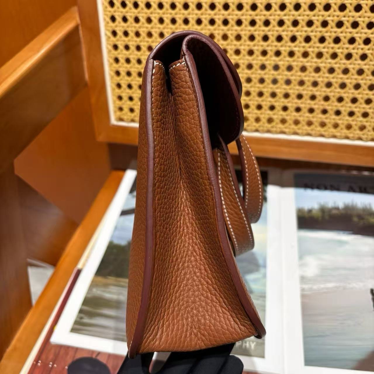 Hand‑Stitched Wax Thread Halzan 25 Bag, Imported TC Leather Ladies Shoulder & Top‑Handle Bag with Detachable Strap - 图片 9