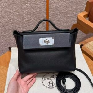 Hand‑Stitched Wax‑Thread 24/24 Bag, Imported Swift and Taurillon Leather, Versatile Shoulder Handbag