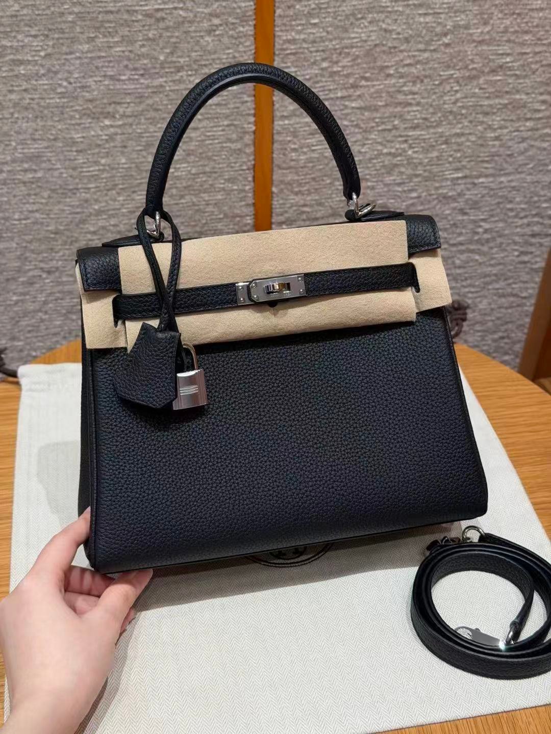 Hand‑Stitched Wax‑Thread Kelly 25 Bag, Imported togo From France, Versatile Shoulder Handbag - 图片 2