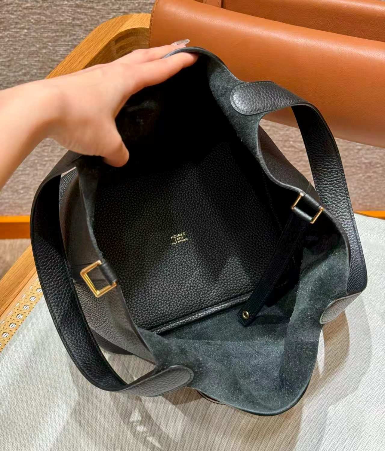 Classic Elephant Grey Picotin 22 Soft TC Leather Bucket Bag Large Capacity Ladies Daily Handbag - 图片 3
