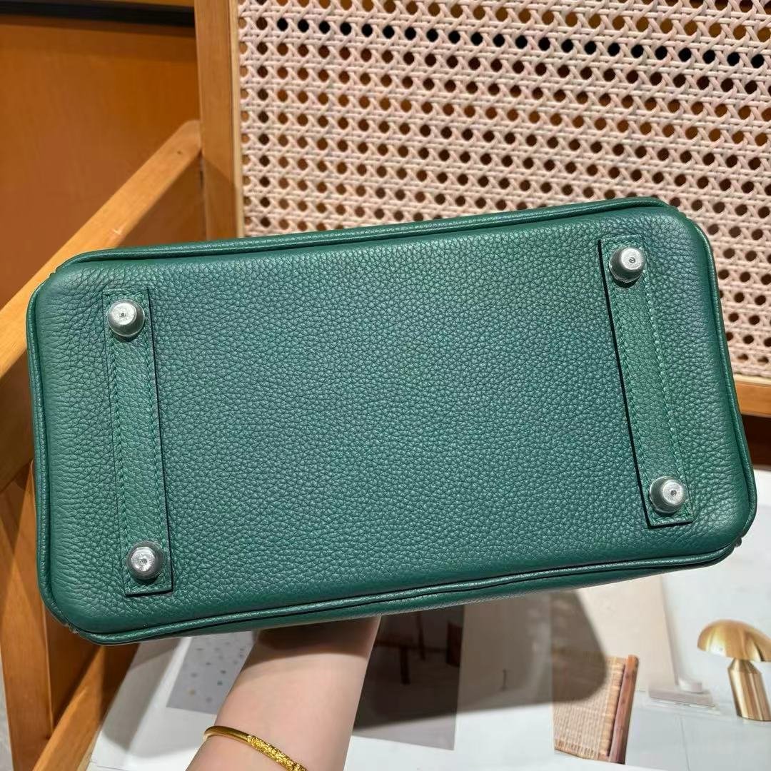 Women's Premium Cowhide Emerald Green Satchel Bag Crocodile Skin Detail Luxury Designer Inspired Birkin Handbag For Daily & Travel - 图片 5