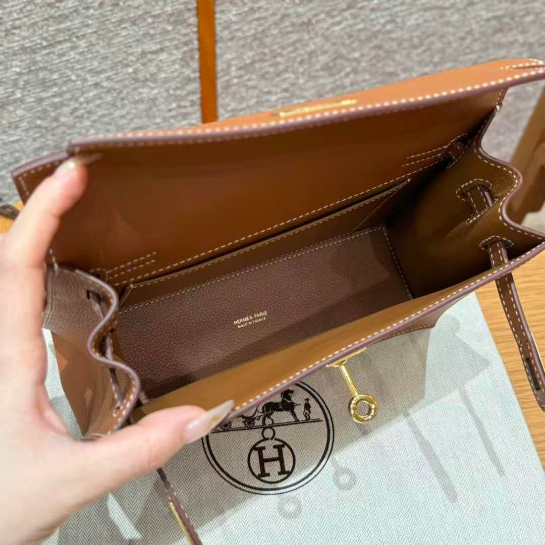 Handmade leather-wrapped Kelly dancer bag, made of imported Evercolor leather, with gold/silver hardware, versatile shoulder bag - 图片 7
