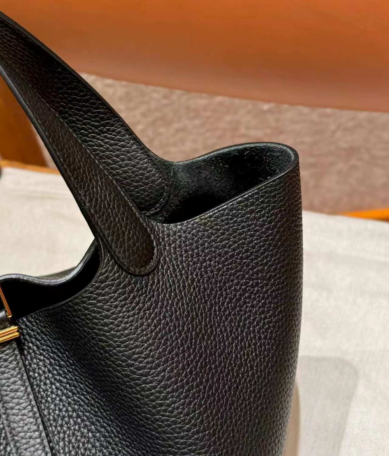 Classic Elephant Grey Picotin 22 Soft TC Leather Bucket Bag Large Capacity Ladies Daily Handbag - 图片 7