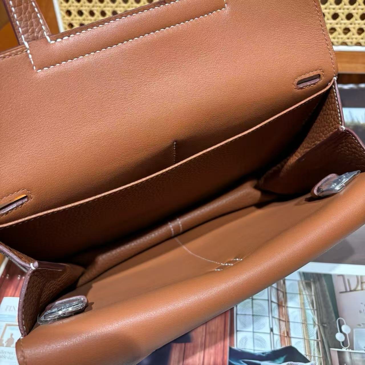 Hand‑Stitched Wax Thread Halzan 25 Bag, Imported TC Leather Ladies Shoulder & Top‑Handle Bag with Detachable Strap - 图片 5