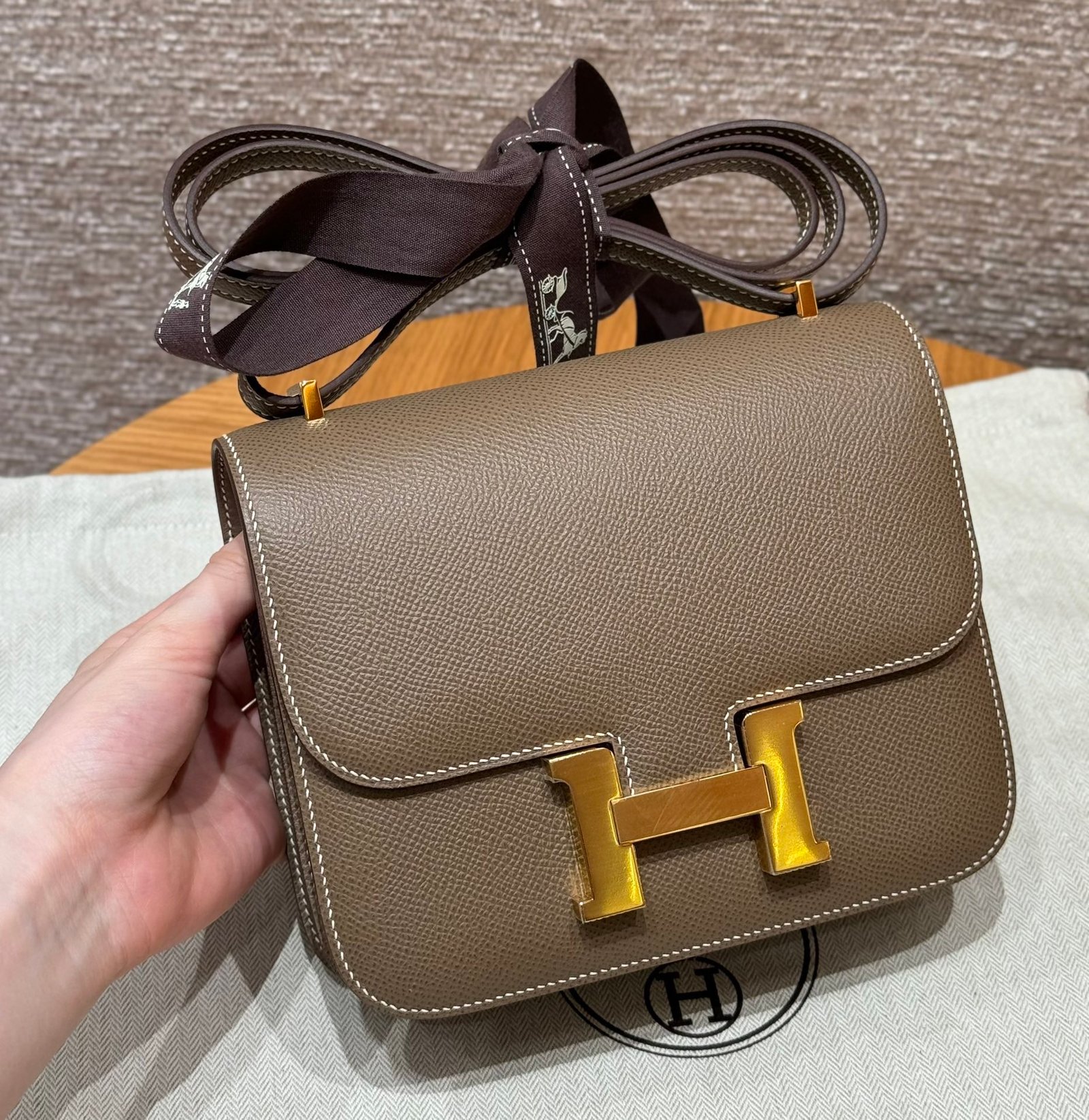 Constance Epsom leather, golden brown color, gold hardware, 19cm, fully handmade - 图片 11