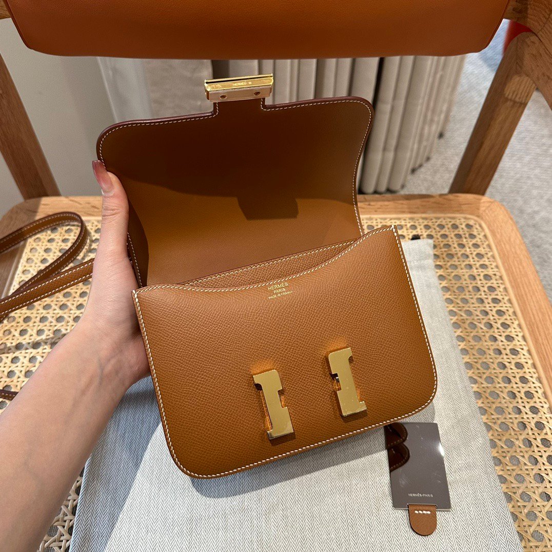 Constance Epsom leather, golden brown color, gold hardware, 19cm, fully handmade - 图片 6