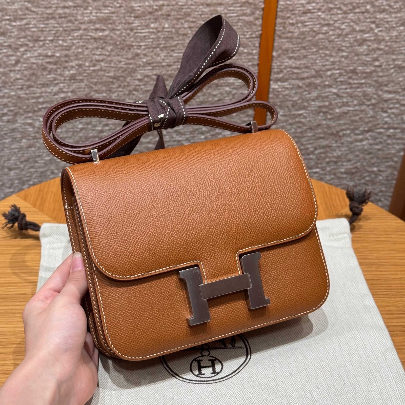 Constance Epsom leather, golden brown color, gold hardware, 19cm, fully handmade - 图片 8