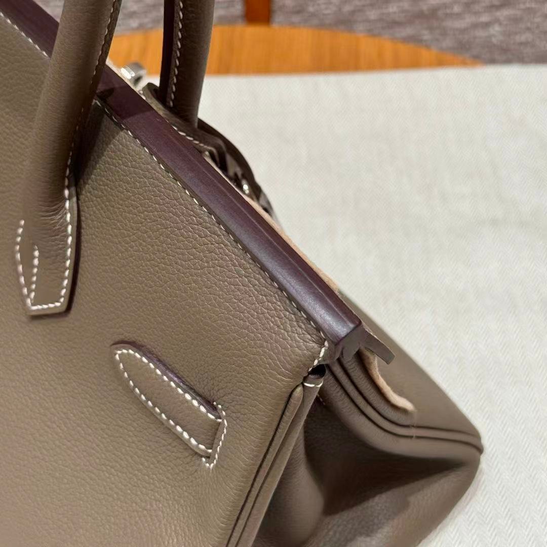 Horizontal style platinum 29cm/11.41in, elephant gray, eve leather, French imported original cowhide, silver buckle, high-end fully handmade exclusive customization‼️ - 图片 6
