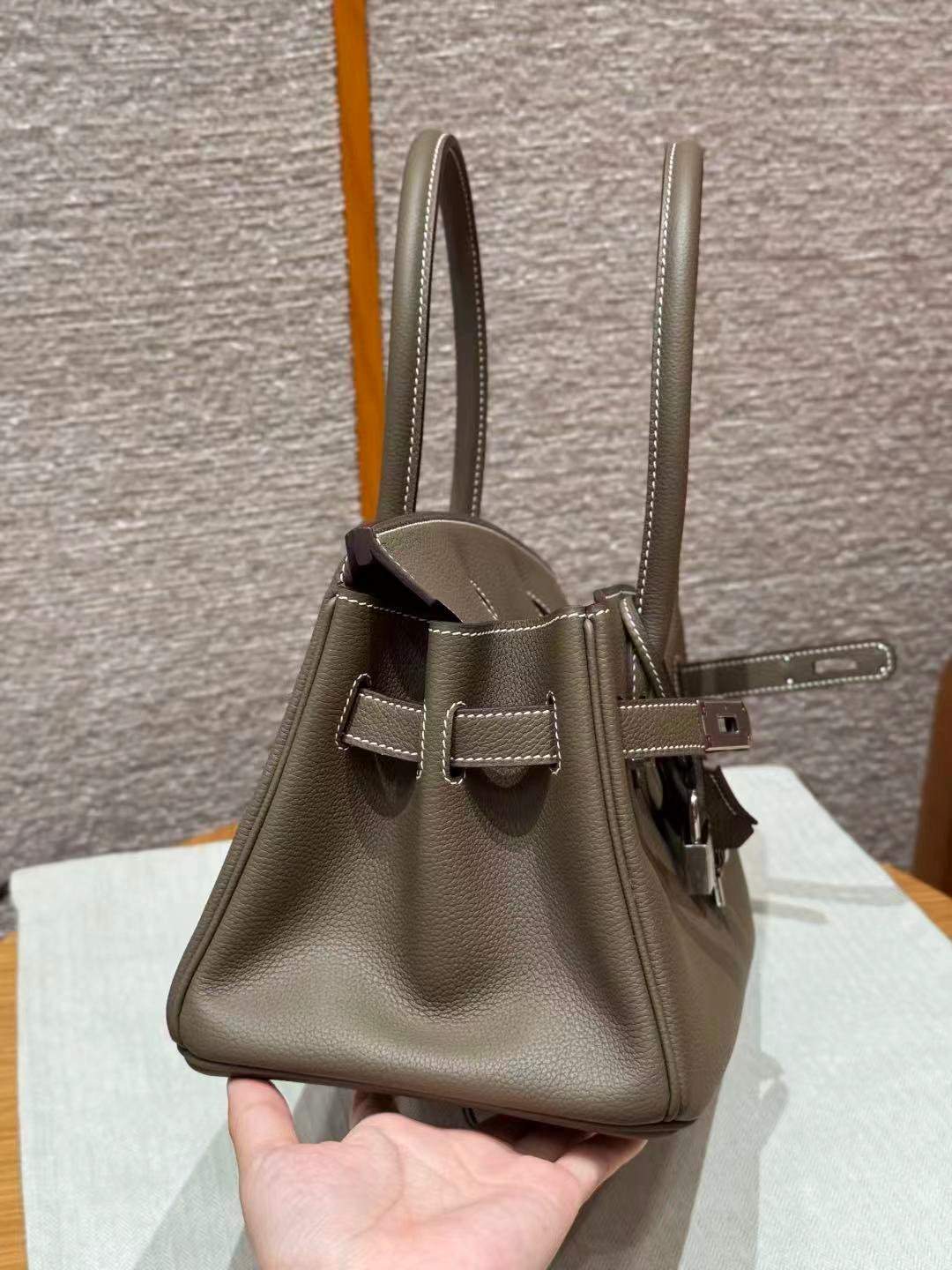 Horizontal style platinum 29cm/11.41in, elephant gray, eve leather, French imported original cowhide, silver buckle, high-end fully handmade exclusive customization‼️ - 图片 5