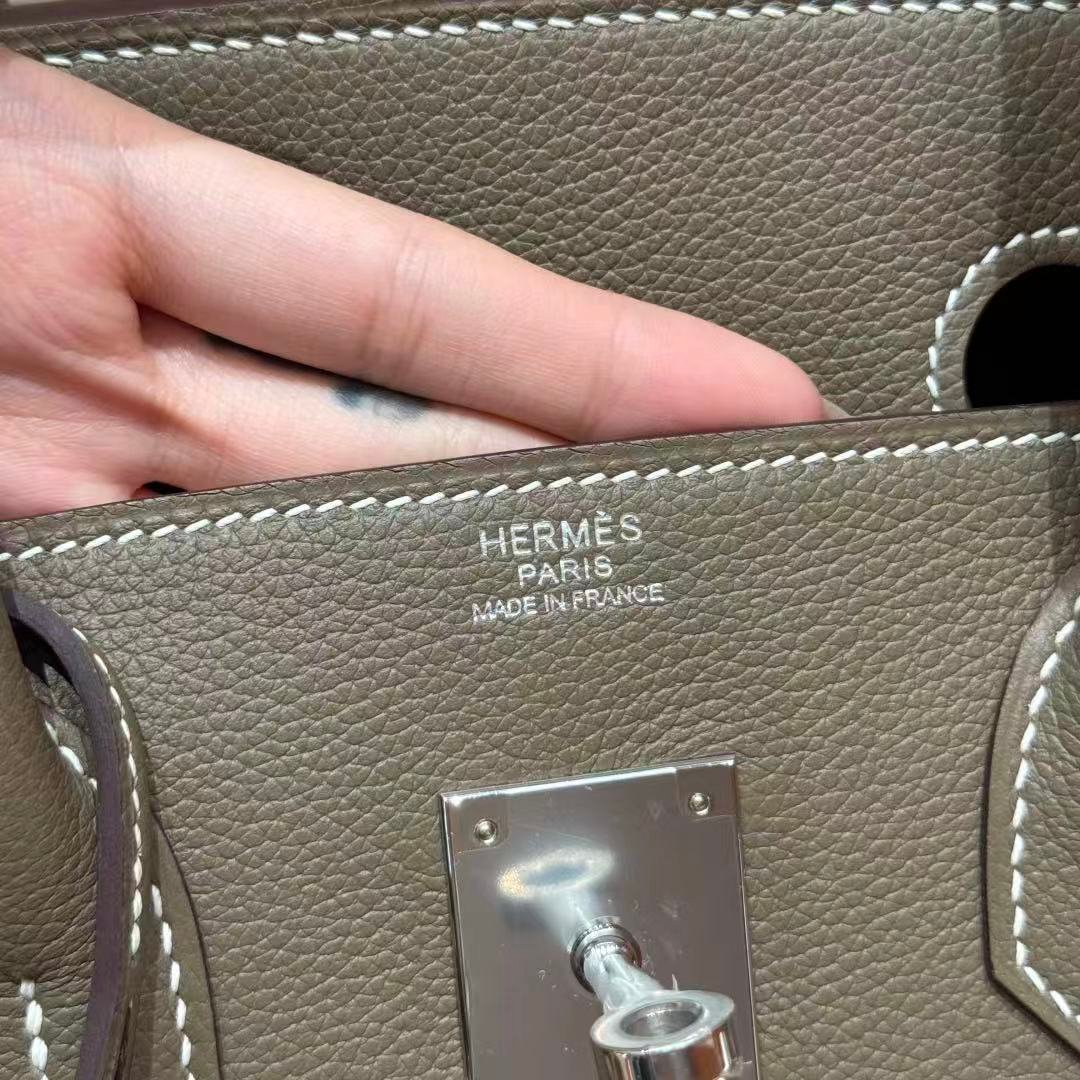 Horizontal style platinum 29cm/11.41in, elephant gray, eve leather, French imported original cowhide, silver buckle, high-end fully handmade exclusive customization‼️ - 图片 4