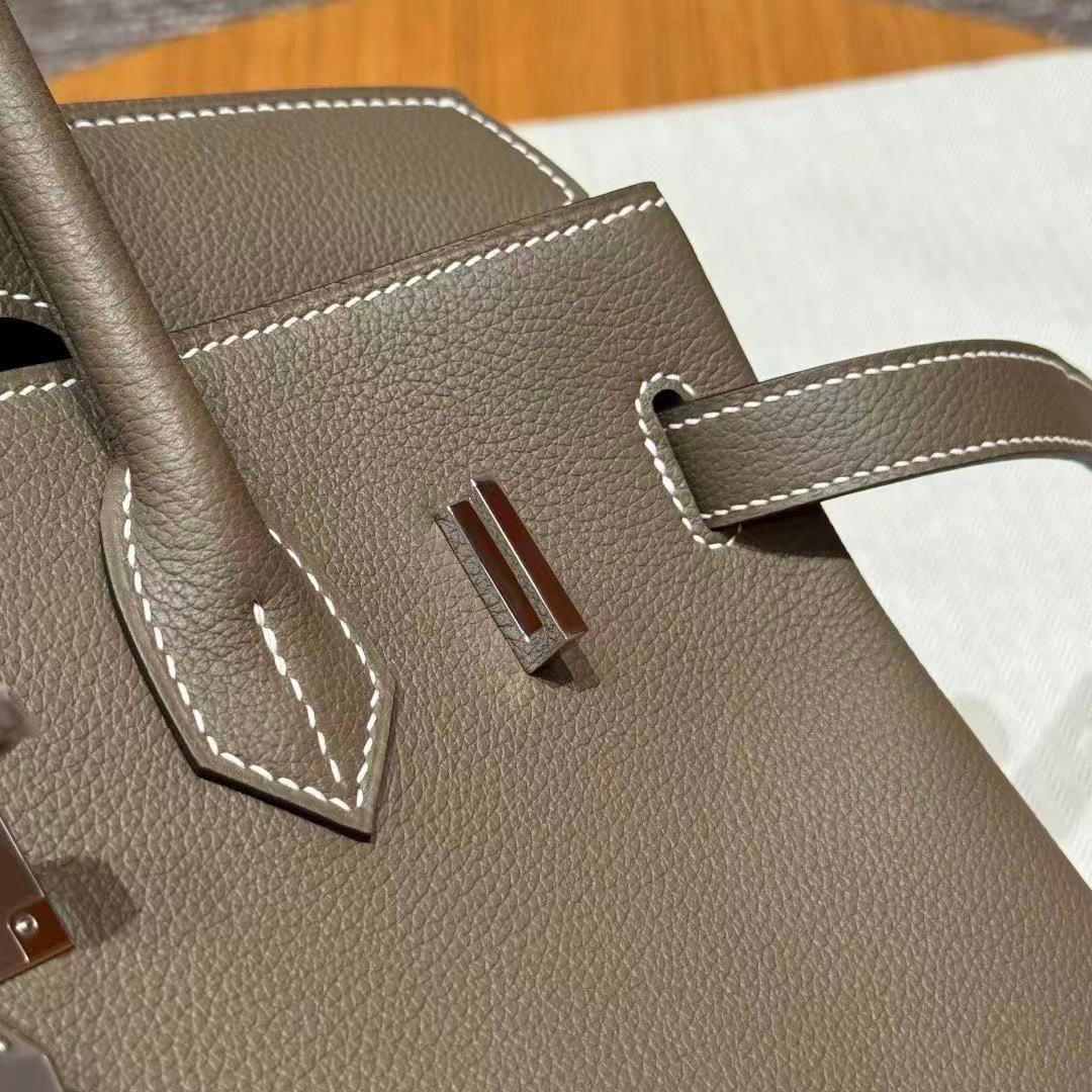 Horizontal style platinum 29cm/11.41in, elephant gray, eve leather, French imported original cowhide, silver buckle, high-end fully handmade exclusive customization‼️ - 图片 3