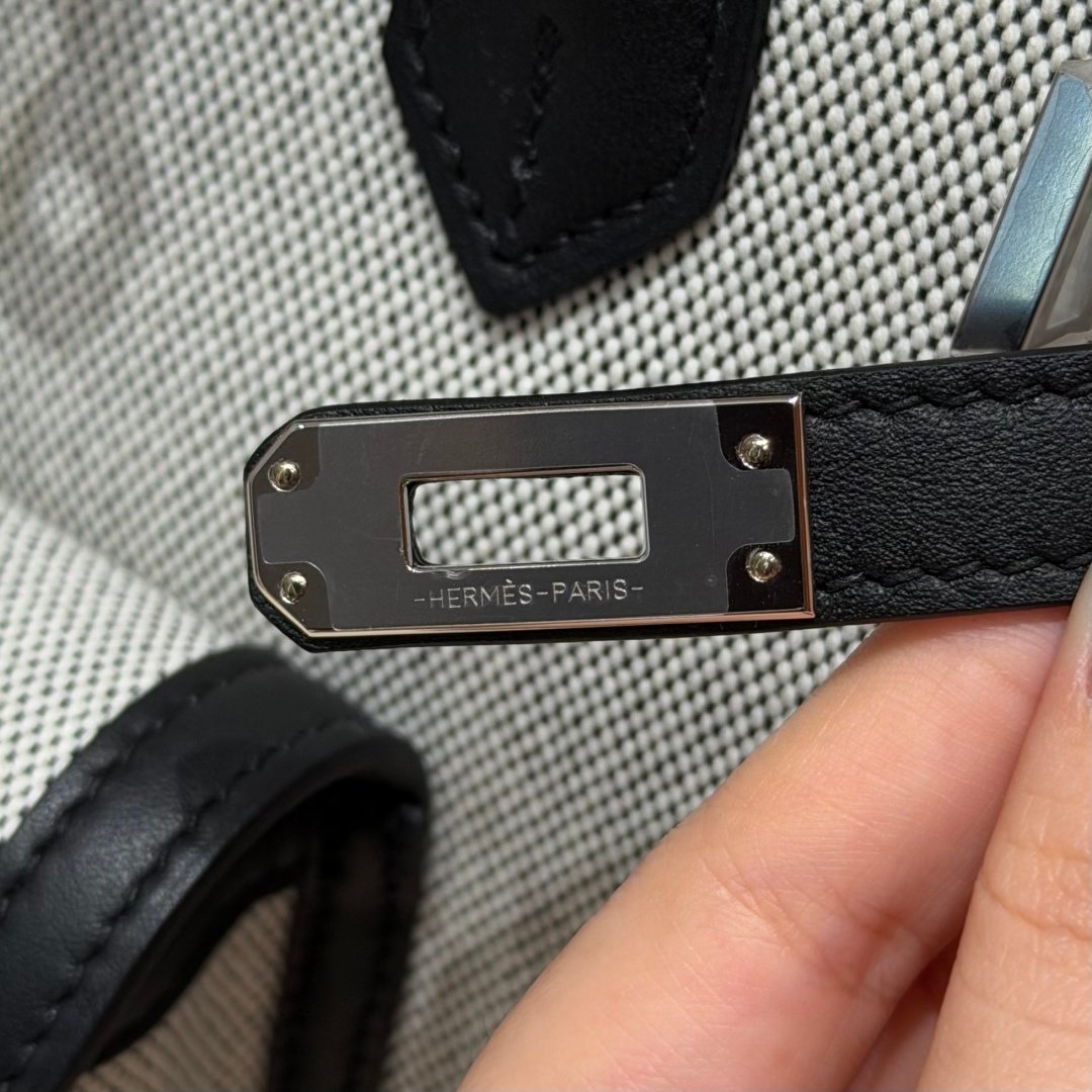 Platinum Cargo Canvas Bag 25, Panda Color, Plain Weave Overlaid Canvas, Imported Original Leather from France, High-End Fully Handcrafted Exclusive Customization‼️ - 图片 8